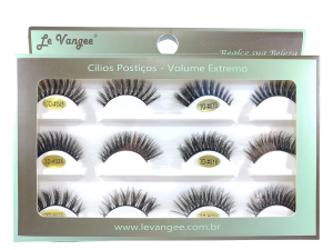 CÍLIOS POSTICO PREMIUM LE VANGEE - 70% FIBRA DE SEDA - 6 PARES - #18/#028/#031/#033/#039/#045 - REF: 55418 (EAN13:7899700506485)