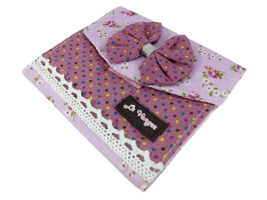 PORTA ABSORVENTE LILAS COM RENDA E 3 COMPARTIMENTOS - TAM: (11,00 X 9,00) CM -  REF:11410105-LS