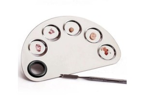 PLACA ACO INOX COM ESPÁTULA TIPO MEIA LUA | TAM:(15,0 X 10,0) CM - LE VANGEE - REF: 53071 (EAN13:7899700504672)